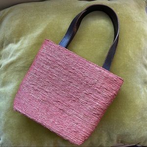 Sturdy Red and Orange Shoulder Bag with Leather Straps and Zipper